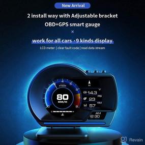 img 3 attached to Car HUD OBD2 GPS Dual System Speedometer with Clear Fault Code, Odometer, Turbine Pressure, Oil/Water Temperature Meter, Brake Test, Overspeed Alarm, HD LCD Display Screen