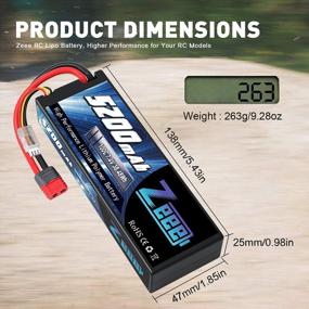 img 1 attached to Высокопроизводительная батарея Zeee 7,4 В 100C 5200 мАч 2S Lipo с разъемом Deans T и корпусом для радиоуправляемого автомобиля, грузовика, багги, подходит для гоночных моделей Losi в масштабе 1/10