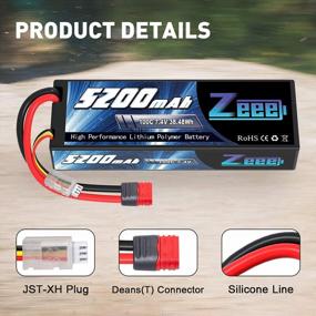 img 2 attached to Высокопроизводительная батарея Zeee 7,4 В 100C 5200 мАч 2S Lipo с разъемом Deans T и корпусом для радиоуправляемого автомобиля, грузовика, багги, подходит для гоночных моделей Losi в масштабе 1/10