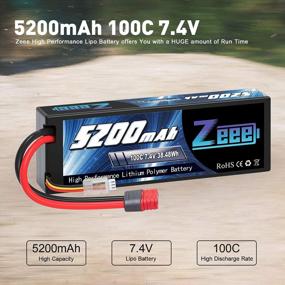 img 3 attached to Высокопроизводительная батарея Zeee 7,4 В 100C 5200 мАч 2S Lipo с разъемом Deans T и корпусом для радиоуправляемого автомобиля, грузовика, багги, подходит для гоночных моделей Losi в масштабе 1/10