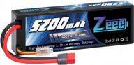 high performance zeee 7.4v 100c 5200mah 2s lipo battery with deans t connector and housing for rc car truck vehicle buggy, suitable for losi 1/10 scale racing models logo