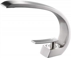 img 4 attached to OWOFAN Brushed Nickel Bathroom Sink Faucet - Contemporary Curved Single Handle Design For Single Hole Vanity Installation - Model #16990SN