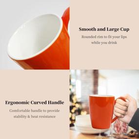 img 1 attached to Amhomel Coffee Mugs Set Of 6, Porcelain Mugs - 16 Ounce For Coffee, Tea, Cocoa, Large Handle Design, Microwave And Dishwasher Safe, Warm Assorted Colors