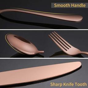 img 1 attached to Aisoso 20 Piece Copper Rose Gold Flatware Set - High-Quality Stainless Steel Cutlery For Tableware Service Of 4, Ideal For Kitchen Utensils