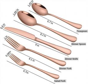img 2 attached to Aisoso 20 Piece Copper Rose Gold Flatware Set - High-Quality Stainless Steel Cutlery For Tableware Service Of 4, Ideal For Kitchen Utensils