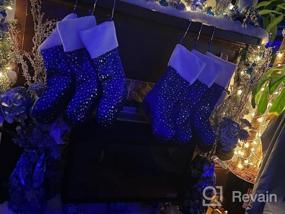 img 6 attached to Рождественские чулки LimBridge, упаковка из 6 18-дюймовых блестящих золотых звезд с плюшевой манжетой, классические украшения для чулок для всей семьи, синий и серебристый