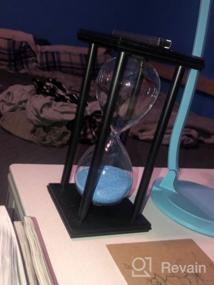 img 7 attached to 30-минутный песочные часы с синим песком и деревянная черная подставка для украшения офиса и кухни дома