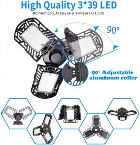 img 3 attached to LED Garage Lights, 6000LM Deformable Trilight Lighting, 60W Ultra-Bright Ceiling Lights With 3 Adjustable Panels, CRI 80, 6000K Nature Light Work Light For Garage, Barn, Workshop Ceiling Light Fixture