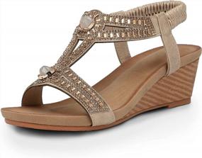 img 4 attached to Sparkle And Shine In Style With FRALOSHA'S Rhinestone Wedge Sandals For Women - Perfect For Dressy Summer Outfits And Casual Beach Days!