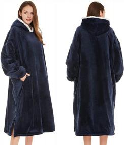img 3 attached to Stay Cozy and Stylish with LetsFunny Oversized Sweatshirt Blanket in Navy - Perfect for Men, Women, and Teens!