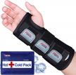 wrist brace carpal tunnel support splint, adjustable straps hot/ice pack hand brace for women and men right hand small/medium tendinitis arthritis pain relief logo