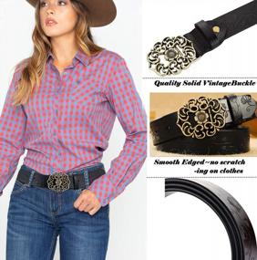 img 3 attached to Stylish Vintage Leather Belts For Women: ALAIX Wide Waist Belts For Dress Jeans And More