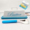 farmhouse ceramic butter dish set with lid, handle, and knife - a covered holder for kitchen countertops and more logo