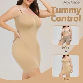 img 1 attached to Seamless Strapless Body Shaper Slip Camisole With Tummy Control For Women - JOYSHAPER