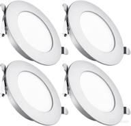 💡 12v led puck light rv boat interior ceiling light 12 volt down light - perfect for camper van, truck, trailer - kitchen under cabinet downlight - 3-1/4” flush mount, 285 lumens - pack of 4 (silver / cool white) logo