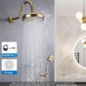 img 2 attached to Antique 8-Inch Rainfall Shower Faucet System With Enga Bright Gold Brass Spout And Hand Spray