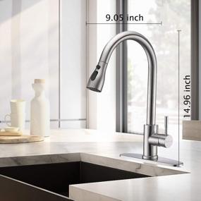 img 2 attached to Stainless Steel Single-Handle Kitchen Faucet With Pull-Down Sprayer And Pull-Out Option - Ideal For Kitchen Sinks, High-Quality Faucets