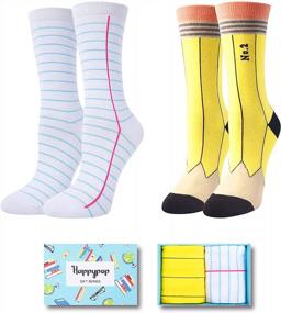 img 4 attached to Novelty Socks For Women: 2-Pack Of HAPPYPOP Funny Nurse Teeth Pencil Flag Design - Ideal Gifts For Doctors, Dentists And Teachers