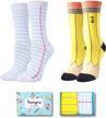 novelty socks for women: 2-pack of happypop funny nurse teeth pencil flag design - ideal gifts for doctors, dentists and teachers logo