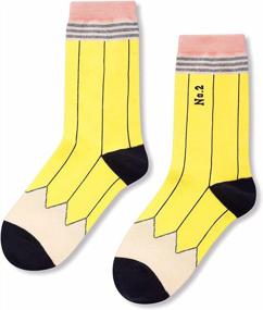img 1 attached to Novelty Socks For Women: 2-Pack Of HAPPYPOP Funny Nurse Teeth Pencil Flag Design - Ideal Gifts For Doctors, Dentists And Teachers