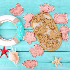 img 3 attached to 8-Piece Ocean Cookie Cutter Set With Plunger Stamps For Fondant Biscuit Cheese Baking