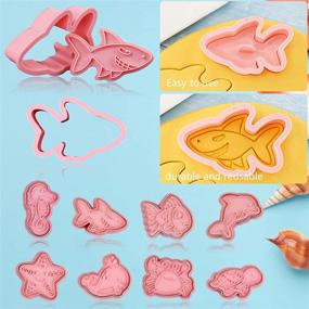 img 1 attached to 8-Piece Ocean Cookie Cutter Set With Plunger Stamps For Fondant Biscuit Cheese Baking