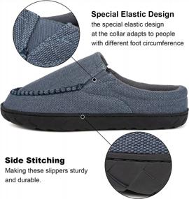 img 2 attached to Men'S Slip On House Slippers - Warm Cozy Memory Foam Clogs, Canvas Indoor Outdoor Home Shoes