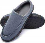 men's slip on house slippers - warm cozy memory foam clogs, canvas indoor outdoor home shoes logo