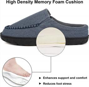 img 3 attached to Men'S Slip On House Slippers - Warm Cozy Memory Foam Clogs, Canvas Indoor Outdoor Home Shoes