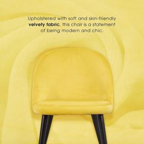 img 2 attached to Современные и элегантные желтые мягкие обеденные стулья с золотыми металлическими ножками - набор из 2 предметов от Ivinta