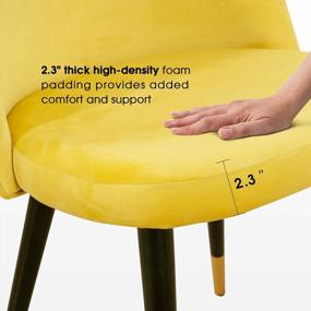 img 1 attached to Современные и элегантные желтые мягкие обеденные стулья с золотыми металлическими ножками - набор из 2 предметов от Ivinta
