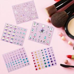 img 1 attached to 12 Sheets Face Jewels Sticker Adhesive Rhinestone Makeup Stick On Eye Body Nail Art Decorations For Makeup And Nail Art