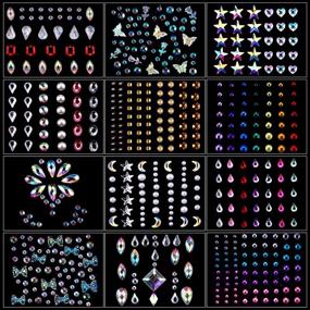 img 3 attached to 12 Sheets Face Jewels Sticker Adhesive Rhinestone Makeup Stick On Eye Body Nail Art Decorations For Makeup And Nail Art