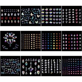 img 4 attached to 12 Sheets Face Jewels Sticker Adhesive Rhinestone Makeup Stick On Eye Body Nail Art Decorations For Makeup And Nail Art