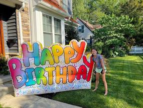 img 1 attached to Outdoor/Indoor LED Happy Birthday Inflatable Sign - 9Ft X 5Ft Deluxe Blow Up Lawn Decoration For Yard, Party, And Event Props