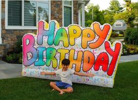 img 4 attached to Outdoor/Indoor LED Happy Birthday Inflatable Sign - 9Ft X 5Ft Deluxe Blow Up Lawn Decoration For Yard, Party, And Event Props
