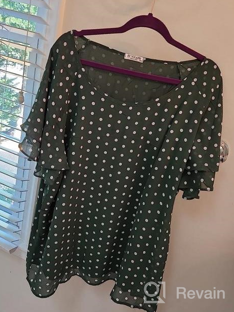 img 1 attached to 👚 IN'VOLAND Plus Size Polka Dot Ruffle Sleeve Chiffon Blouse Flowy Tops Shirt for Women - Loose Casually Stylish review by Matthew Hall
