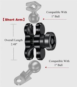 img 1 attached to 📲 BRCOVAN Anti-Theft Aluminum Alloy Double Socket Arm + RAM Mounts B Size 1'' Ball Mounting Base & Bike Motorcycle Phone Holder (Short Arm) for Enhanced SEO