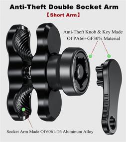 img 3 attached to 📲 BRCOVAN Anti-Theft Aluminum Alloy Double Socket Arm + RAM Mounts B Size 1'' Ball Mounting Base & Bike Motorcycle Phone Holder (Short Arm) for Enhanced SEO