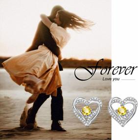 img 2 attached to Forever Love: серьги-гвоздики в форме сердца из стерлингового серебра с кубическим цирконием, идеальные подарки на день рождения для женщин и подростков