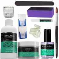 karlash professional acrylic nail kit system basic kit (no mma liquid monomer 4 oz, clear acrylic powder 2oz, liquid dampen dish, kolinsky acrylic nail brush, zebra nail file, nail buffer logo