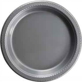 img 3 attached to 100 Count Of Elegant Disposable Plates For Desserts And Salads - 10 Inch Solid Color Plates In Stunning Silver Shade