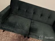 img 1 attached to Stylish HONBAY Grey Velvet Loveseat: Elegant 2-Seater Sofa with Wood Legs for Small Spaces, Bedroom, Office review by Corey Michaels