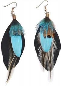 img 4 attached to Lureme Bohemian Jewelry Multicolor Drop Shaped Peacock Feather Hook Dangle Earrings (02003508)