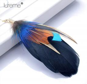 img 1 attached to Lureme Bohemian Jewelry Multicolor Drop Shaped Peacock Feather Hook Dangle Earrings (02003508)