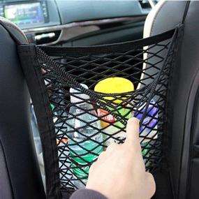 img 1 attached to Universal Trunk Seat Organizer with Car Storage Net, Mesh Cargo Net Wall Sticker Pouch Bag for Efficient Car and Home Organization - Size: 16x10 Inch