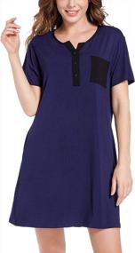 img 2 attached to Women's Short Sleeve V Neck Nightgowns - Annenmy Night Shirts for Sleeping (S-XXL)