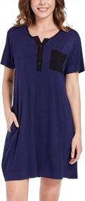 img 3 attached to Women's Short Sleeve V Neck Nightgowns - Annenmy Night Shirts for Sleeping (S-XXL)