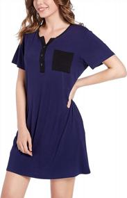 img 4 attached to Women's Short Sleeve V Neck Nightgowns - Annenmy Night Shirts for Sleeping (S-XXL)