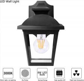 img 3 attached to 3000K Dimmable LED Edison FilamentBulb Outdoor Wall Lanterns - Anti-Corrosion Plastic Materials, Black P746-E26 By FUDESY